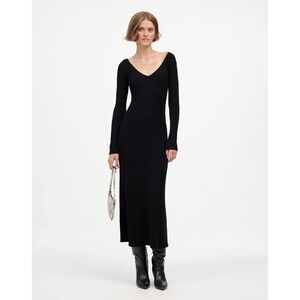 Madewell Elegant Black Long Sleeve Midi Dress